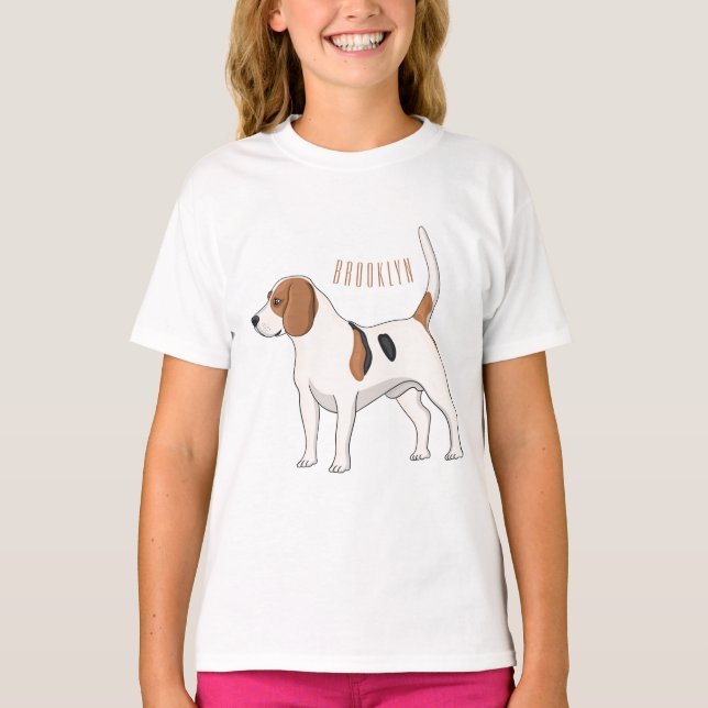 Camiseta Ilustração de desenho animado de cachorro Beagle (Frente)