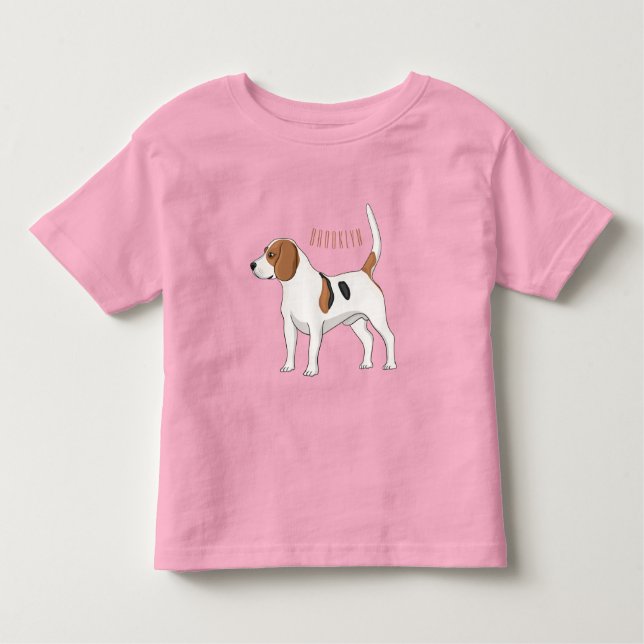 Camiseta Ilustração de desenho animado de cachorro Beagle (Frente)