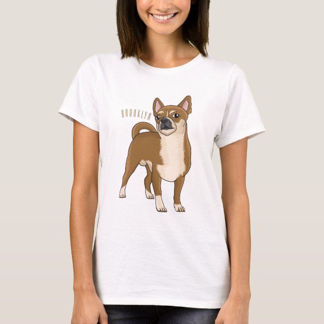 Camiseta Ilustração de desenho animado de cachorro Chihuahu (Frente)