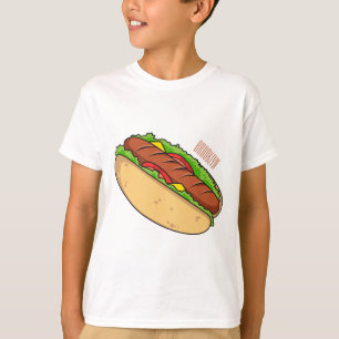 Camiseta Ilustração de desenho animado de cachorro quente