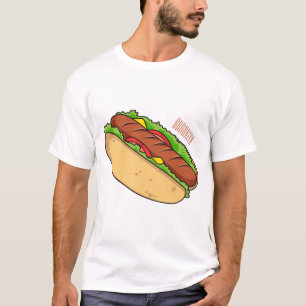 Camiseta Ilustração de desenho animado de cachorro quente