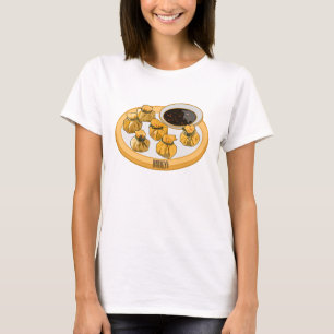 Camiseta Ilustração de desenho animado de camarão tailandês