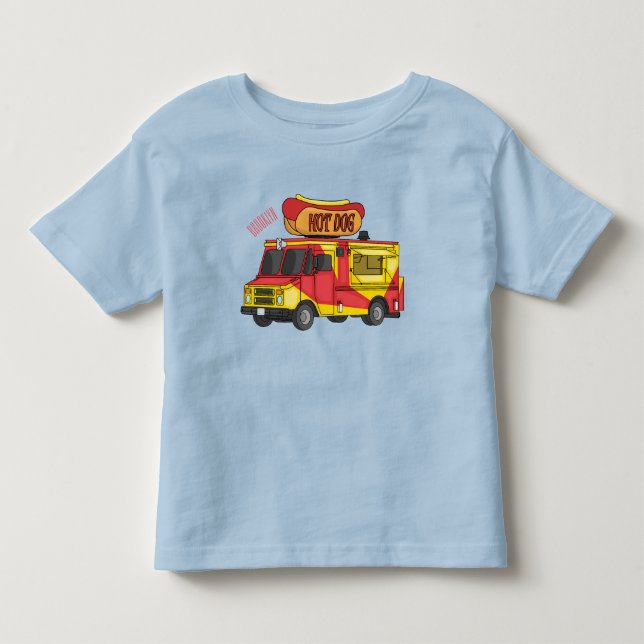 Camiseta Ilustração de desenho animado de caminhão com comi (Frente)