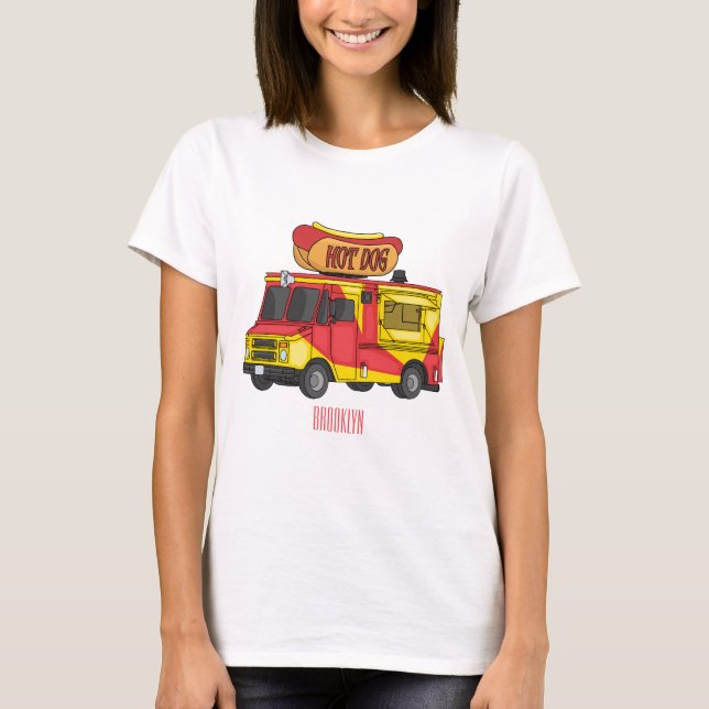 Camiseta Ilustração de desenho animado de caminhão com comi (Frente)