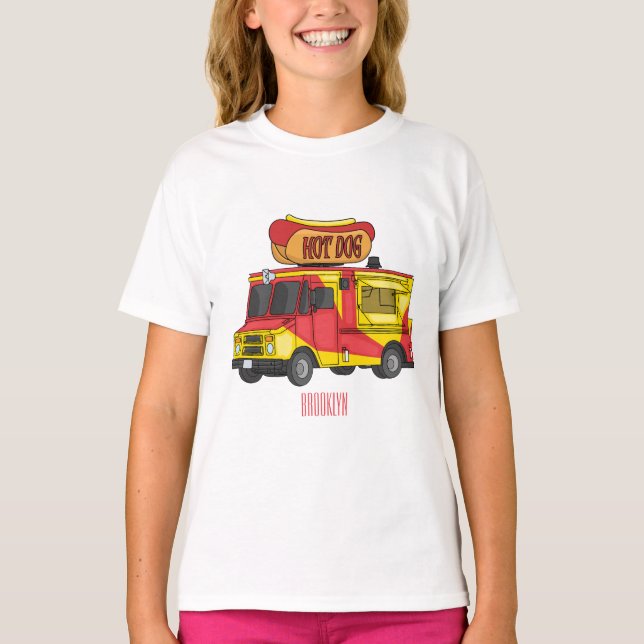 Camiseta Ilustração de desenho animado de caminhão com comi (Frente)