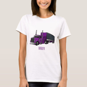 Camiseta Ilustração de desenho animado de caminhão semirreb