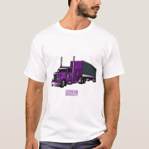Camiseta Ilustração de desenho animado de caminhão semirreb