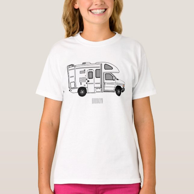 Camiseta Ilustração de desenho animado de Campervan (Frente)