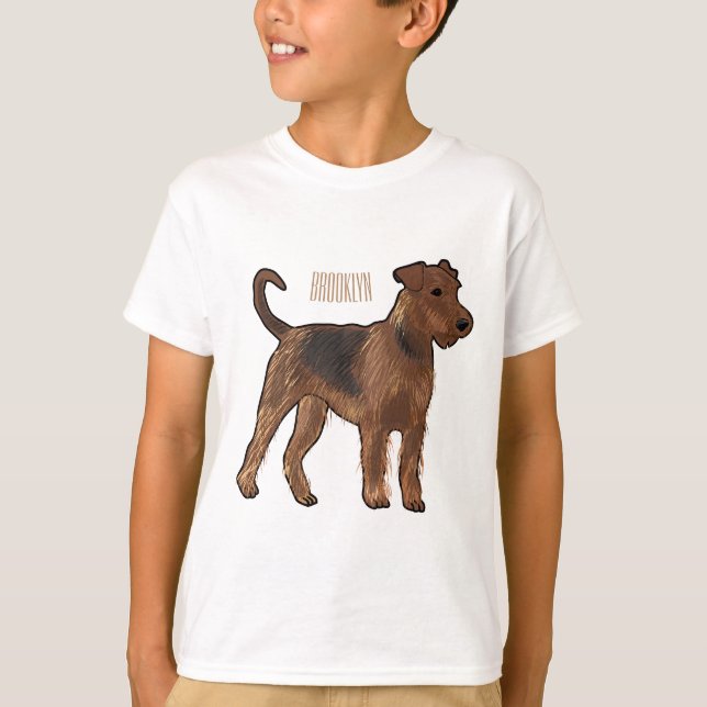 Camiseta Ilustração de desenho animado de cão Airedale terr (Frente)