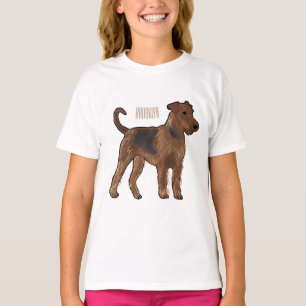 Camiseta Ilustração de desenho animado de cão Airedale terr