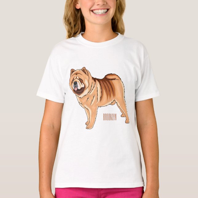 Camiseta Ilustração de desenho animado de cão Chow Chow (Frente)