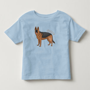 Camiseta ilustração de desenho animado de cão german shephe