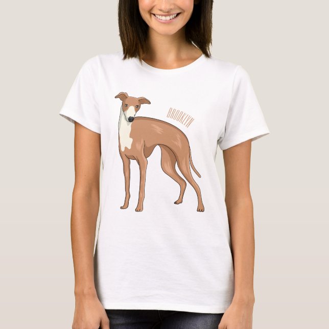 Camiseta Ilustração de desenho animado de cão Greyhound (Frente)
