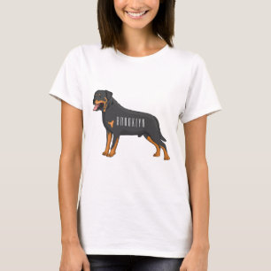 Camiseta Ilustração de desenho animado de cão rottweiler