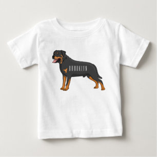 Camiseta Ilustração de desenho animado de cão rottweiler