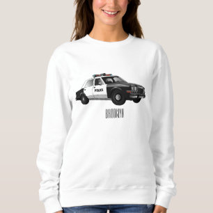 Camiseta Ilustração de desenho animado de carro da polícia