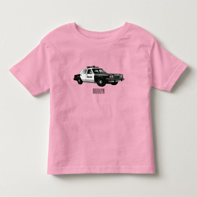Camiseta Ilustração de desenho animado de carro da polícia (Frente)