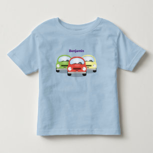 Camiseta Ilustração de desenho animado de carros kawaii