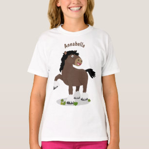 Camiseta Ilustração de desenho animado de cavalo de corte