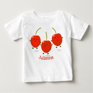 Camiseta Ilustração de desenho animado de cerejas vermelhas