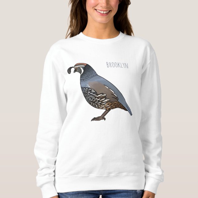 Camiseta Ilustração de desenho animado de codorniz da Calif (Frente)