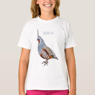 Camiseta Ilustração de desenho animado de codorniz de monta