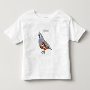 Camiseta Ilustração de desenho animado de codorniz de monta