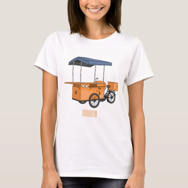 Camiseta Ilustração de desenho animado de comida de bicicle (Frente)