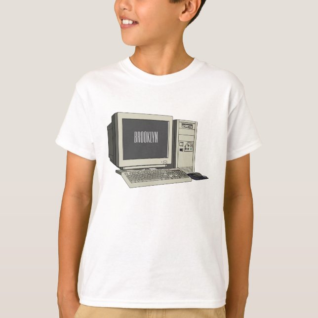 Camiseta Ilustração de desenho animado de computador (Frente)