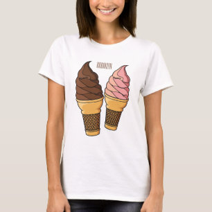 Camiseta Ilustração de desenho animado de cone de sorvete 