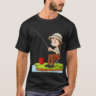 Camiseta Ilustração de Desenho Animado de Criança Fofo Pesc