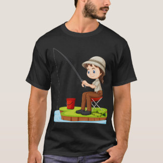 Camiseta Ilustração de Desenho Animado de Criança Fofo Pesc
