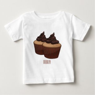 Camiseta ilustração de desenho animado de cupcake