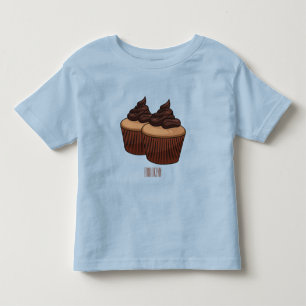 Camiseta ilustração de desenho animado de cupcake