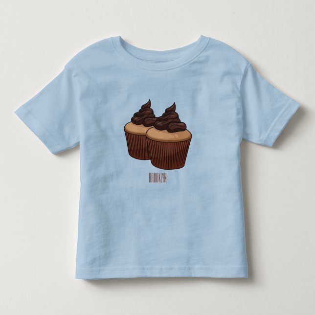 Camiseta ilustração de desenho animado de cupcake (Frente)