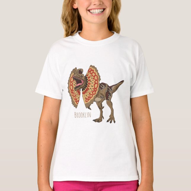 Camiseta Ilustração de desenho animado de Dilophosaurus (Frente)