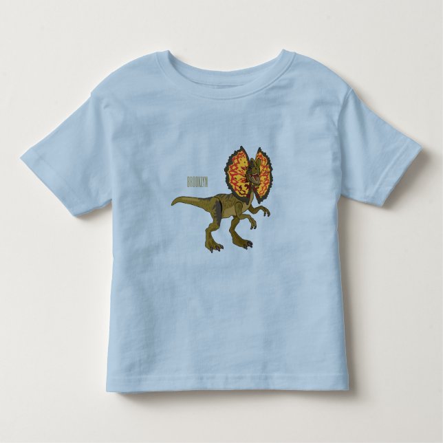 Camiseta Ilustração de desenho animado de Dilophosaurus (Frente)