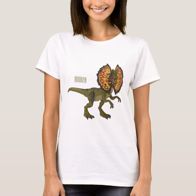 Camiseta Ilustração de desenho animado de Dilophosaurus (Frente)