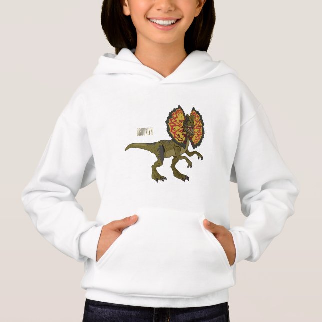 Camiseta Ilustração de desenho animado de Dilophosaurus (Frente)