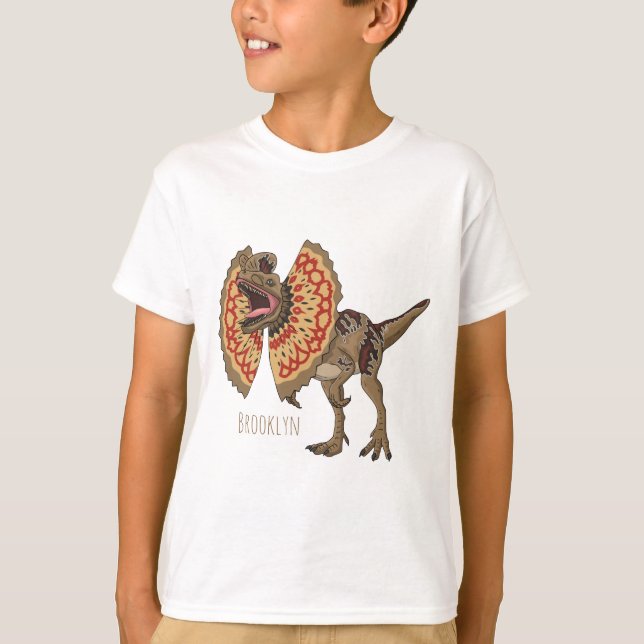 Camiseta Ilustração de desenho animado de Dilophosaurus (Frente)