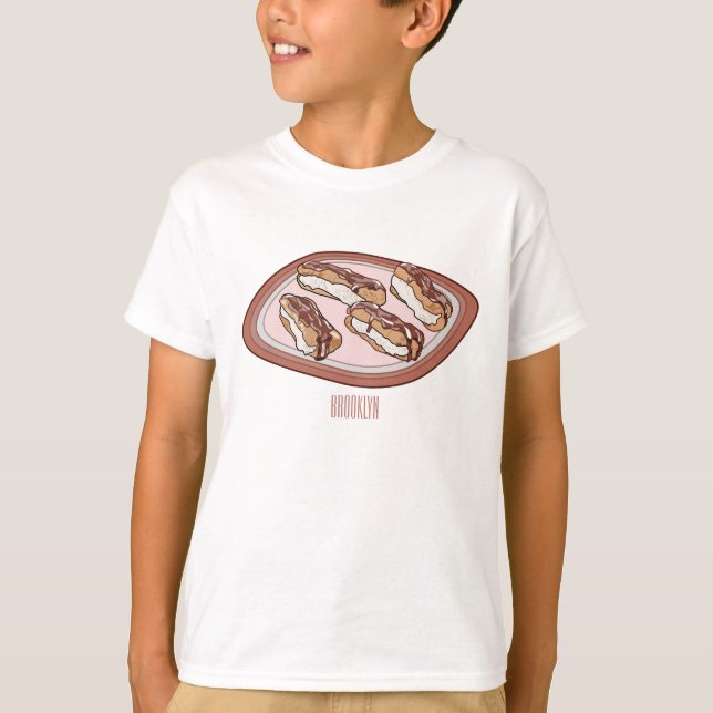 Camiseta Ilustração de desenho animado de eclair de chocola (Frente)