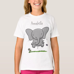 Camiseta ilustração de desenho animado de elefante de beb