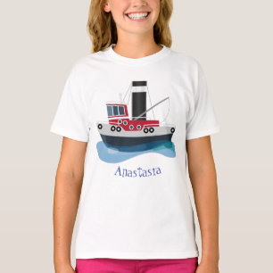 Camiseta Ilustração de desenho animado de embarcações d