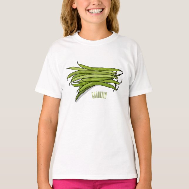 Camiseta Ilustração de desenho animado de feijão verde (Frente)