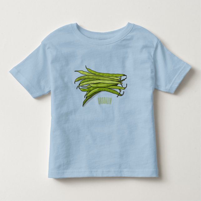 Camiseta Ilustração de desenho animado de feijão verde (Frente)
