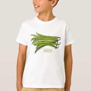 Camiseta Ilustração de desenho animado de feijão verde