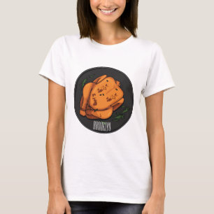 Camiseta Ilustração de desenho animado de frango assado