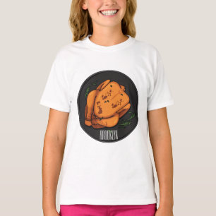 Camiseta Ilustração de desenho animado de frango assado