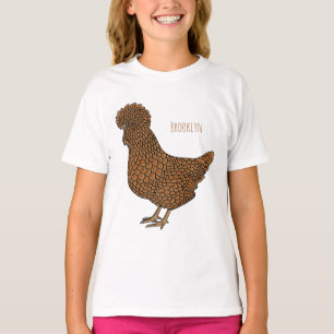 Camiseta Ilustração de desenho animado de frango polado Cha