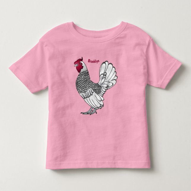 Camiseta Ilustração de desenho animado de frango Sebright (Frente)